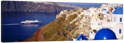 Buildings in a valley, Santorini, Cyclades Islands, Greece Canvas Art Print - Famous Places of Worship