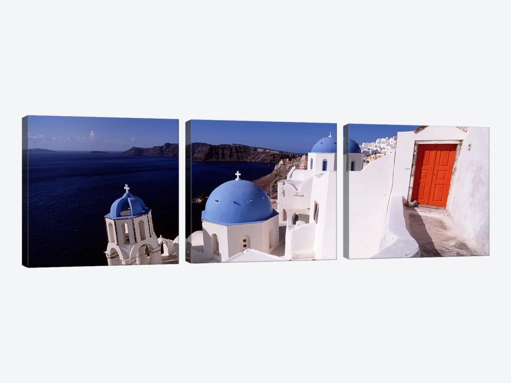 Church in a city, Santorini, Cyclades Islands, Greece by Panoramic Images 3-piece Canvas Print