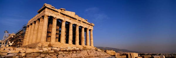 Royal Blue: Ruins of a temple, Parthenon, Athens, Greece by Panoramic Images