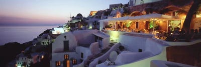 Coastal Village Landscape At Dusk I, Santorini, Cyclades, Greece by Panoramic Images framed canvas print