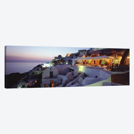 Coastal Village Landscape At Dusk I, Santorini, Cyclades, Greece Canvas Print #PIM4445} by Panoramic Images Canvas Art