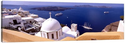 High angle view of buildings in a city, Santorini, Cyclades Islands, Greece #2 Canvas Art Print