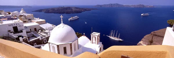 Cyclades: High angle view of buildings in a city, Santorini, Cyclades Islands, Greece #2 by Panoramic Images