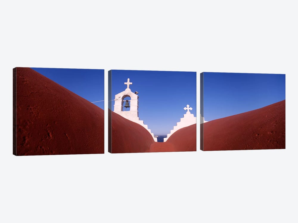 Low angle view of a bell tower of a church, Mykonos, Cyclades Islands, Greece by Panoramic Images 3-piece Art Print