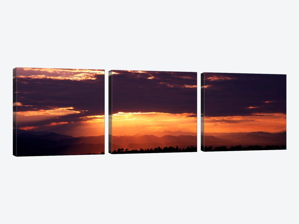 Sunset over Rocky Mts from Daniels Park CO USA by Panoramic Images 3-piece Canvas Print