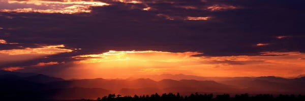 Sunset over Rocky Mts from Daniels Park CO USA