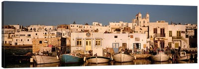 Docked Vessels, Naousa Harbour, Paros, Cyclades, Greece Canvas Art Print - Harbor & Port Art