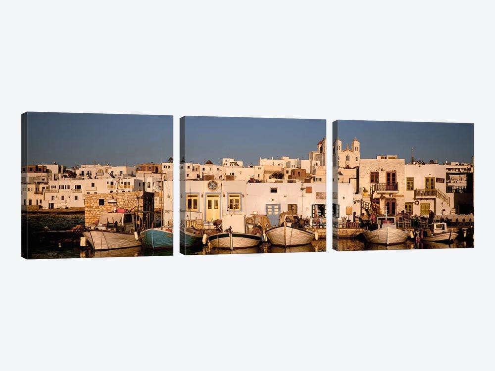 Docked Vessels, Naousa Harbour, Paros, Cyclades, Greece by Panoramic Images 3-piece Canvas Print