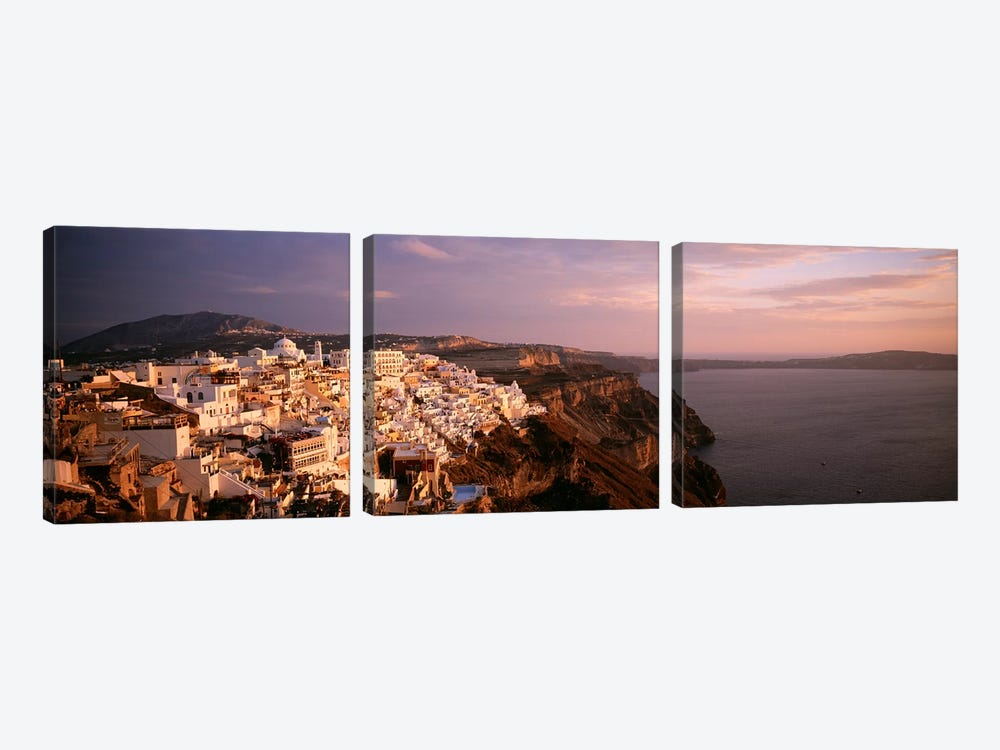High-Angle View Of Fira, Santorini, Cyclades, Greece by Panoramic Images 3-piece Canvas Print