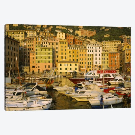 Boats In Harbor, Camogli, Genoa, Liguria, Italy Canvas Print #PIM4478} by Panoramic Images Canvas Artwork