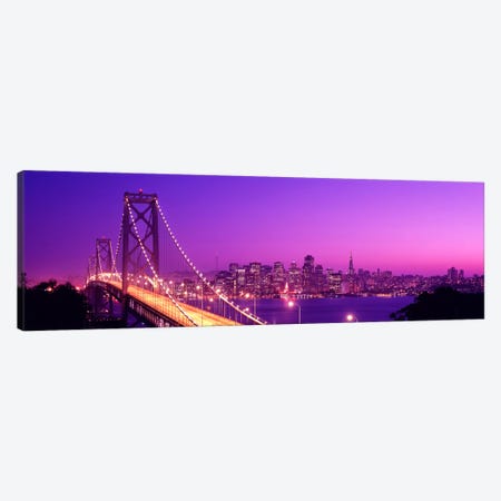 USACalifornia, San Francisco, Bay Bridge, night Canvas Print #PIM447} by Panoramic Images Canvas Print