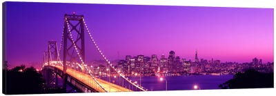 USACalifornia, San Francisco, Bay Bridge, night Canvas Art Print - San Francisco Art