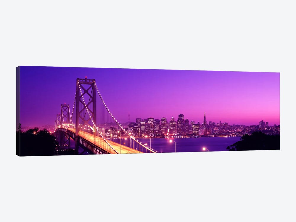 USACalifornia, San Francisco, Bay Bridge, night by Panoramic Images 1-piece Canvas Art