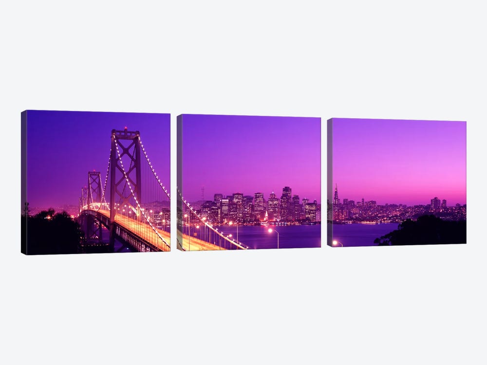 USACalifornia, San Francisco, Bay Bridge, night by Panoramic Images 3-piece Canvas Wall Art