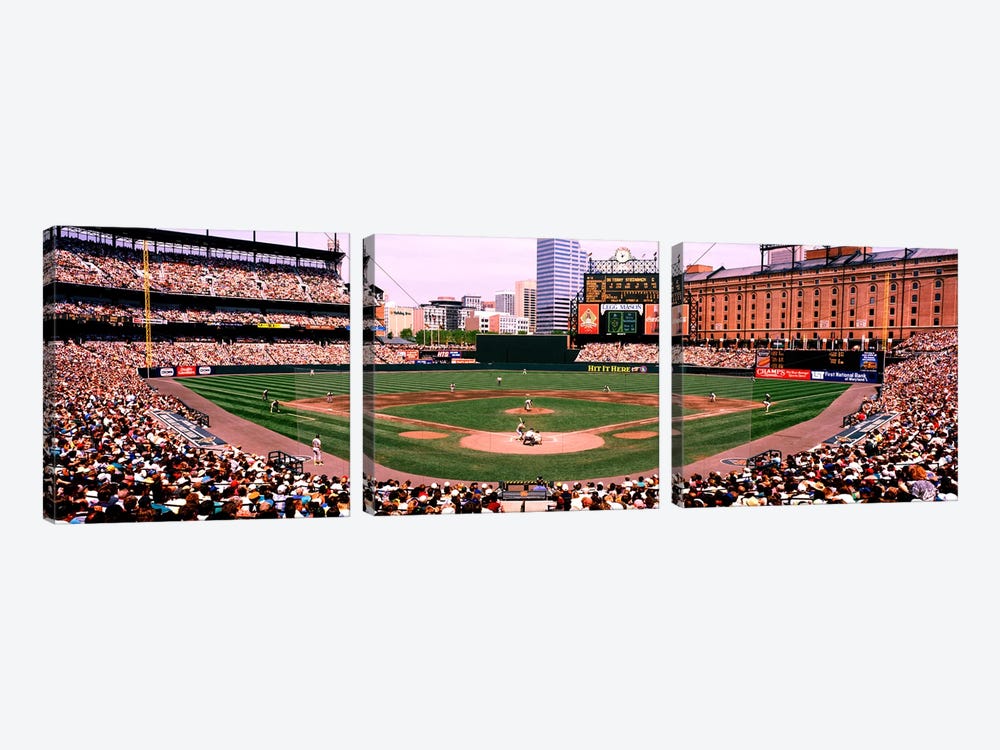 High angle view of a baseball field, Baltimore, Maryland, USA by Panoramic Images 3-piece Canvas Art Print