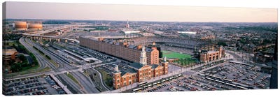 Aerial view of a baseball field, Baltimore, Maryland, USA Canvas Art Print - Baseball Art
