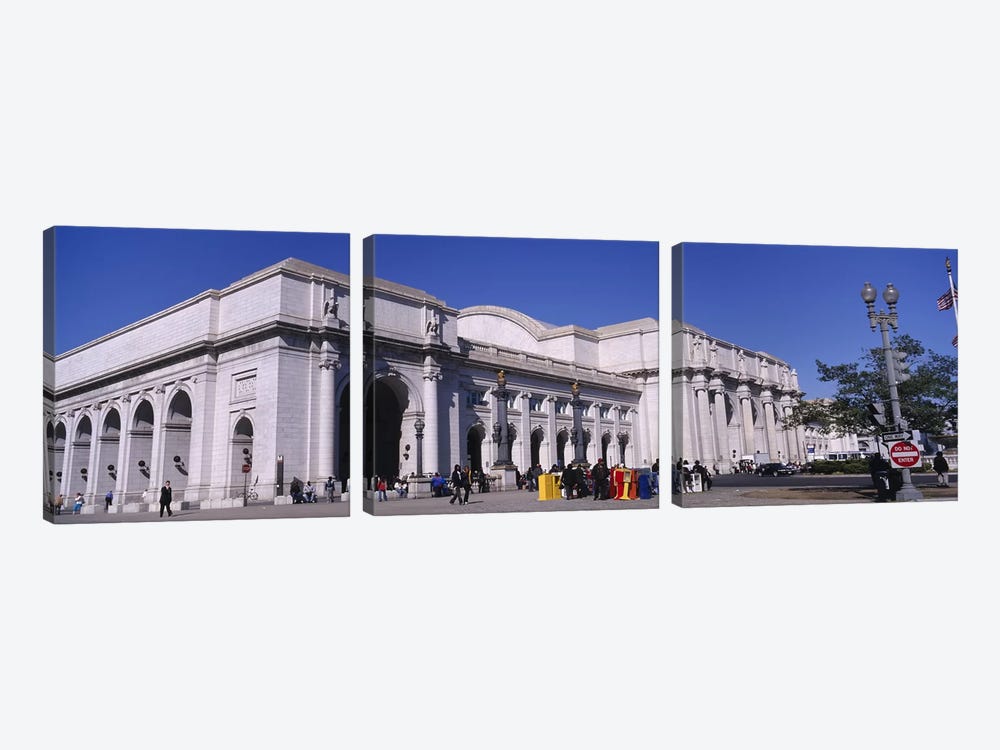 USA, Washington DC, Tourists walking in front of Union Station by Panoramic Images 3-piece Canvas Print