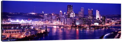 USA, Pennsylvania, Pittsburgh at Dusk Canvas Art Print - Architecture Art