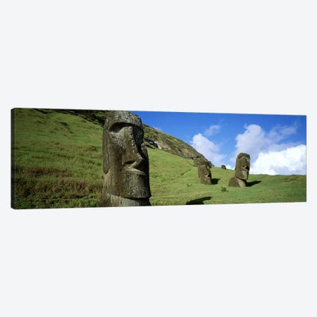 Stone Heads, Easter Islands, Chile Canvas Print #PIM4506} by Panoramic Images Art Print