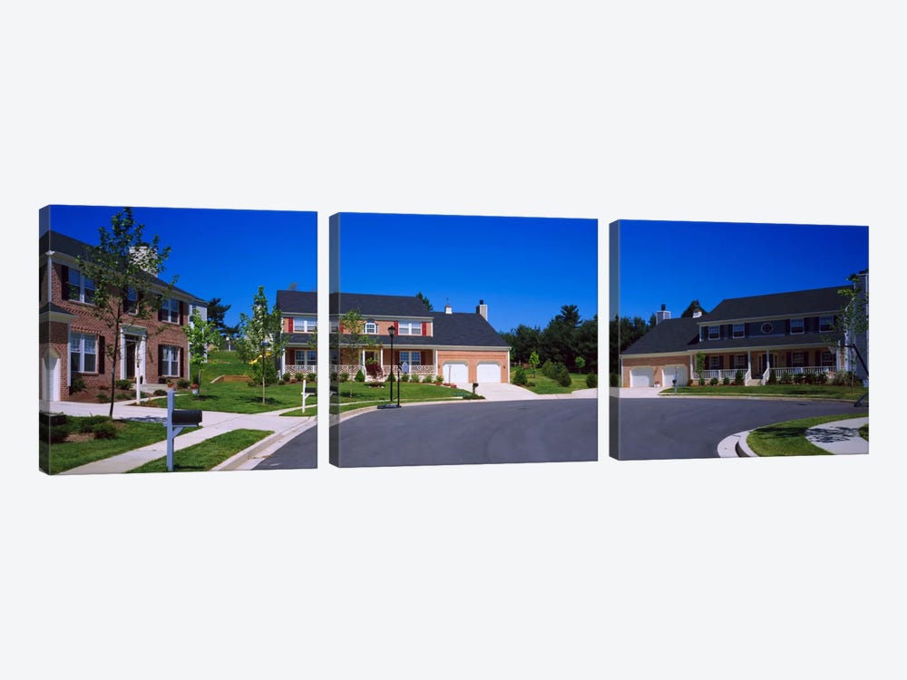 Houses Along A Road, Seaberry, Baltimore, Maryland, USA by Panoramic Images 3-piece Canvas Art Print