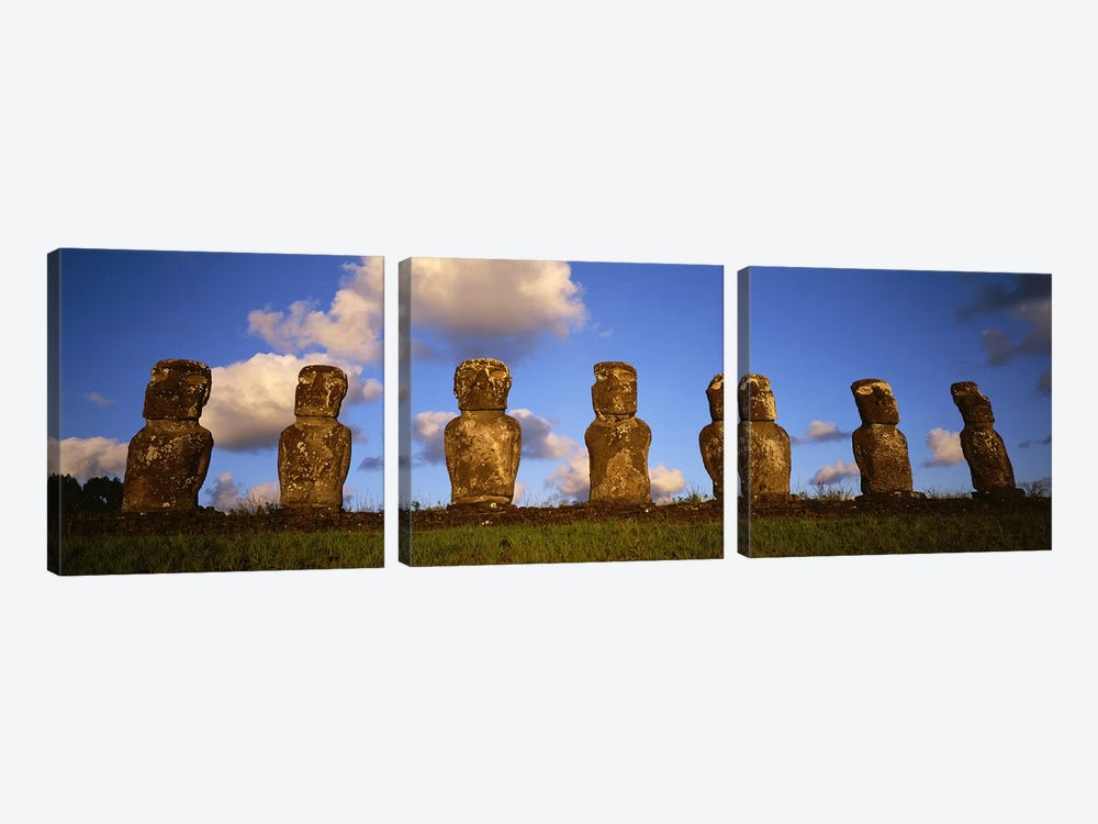 Stone Heads, Easter Islands, Chile #2 by Panoramic Images 3-piece Canvas Wall Art