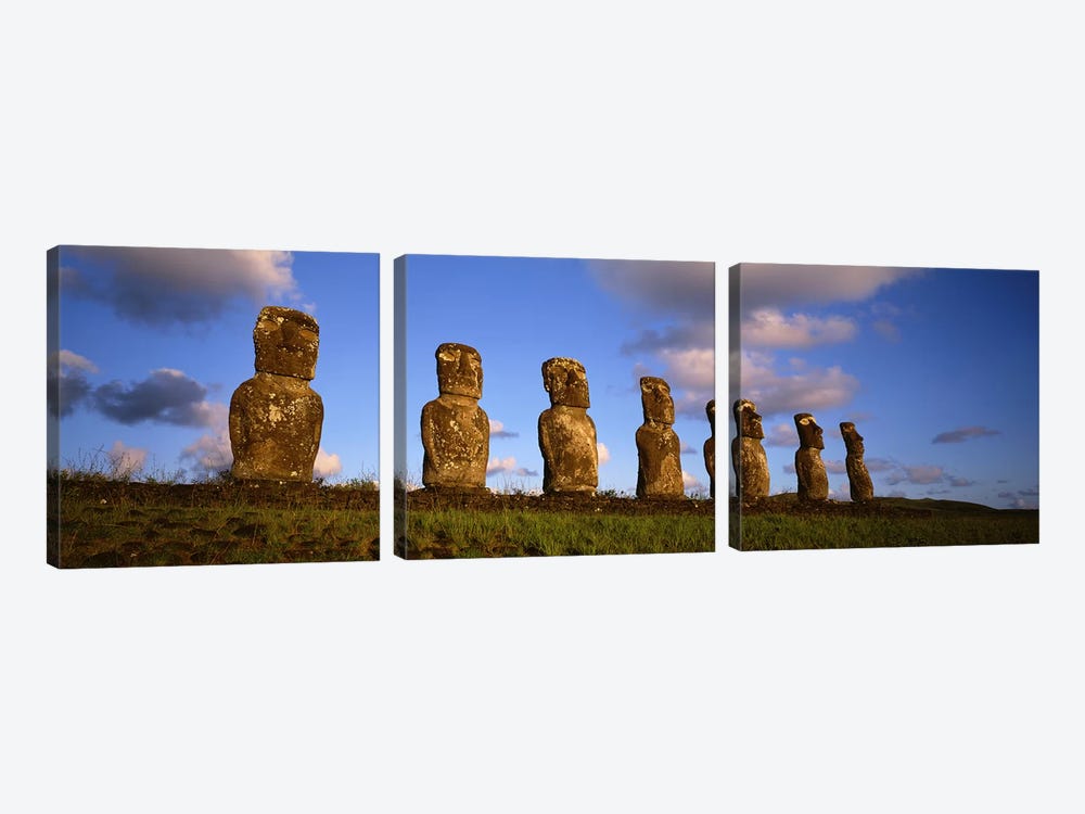 Ahu Akivi, Rapa Nui (Easter Island), Valparaiso Region, Chile by Panoramic Images 3-piece Art Print
