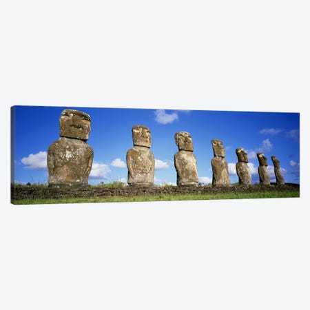 Stone Heads, Easter Islands, Chile #3 Canvas Print #PIM4529} by Panoramic Images Canvas Wall Art