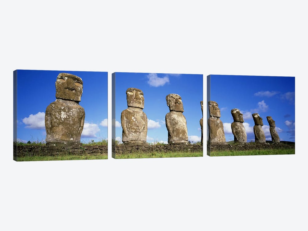 Stone Heads, Easter Islands, Chile #3 by Panoramic Images 3-piece Canvas Print