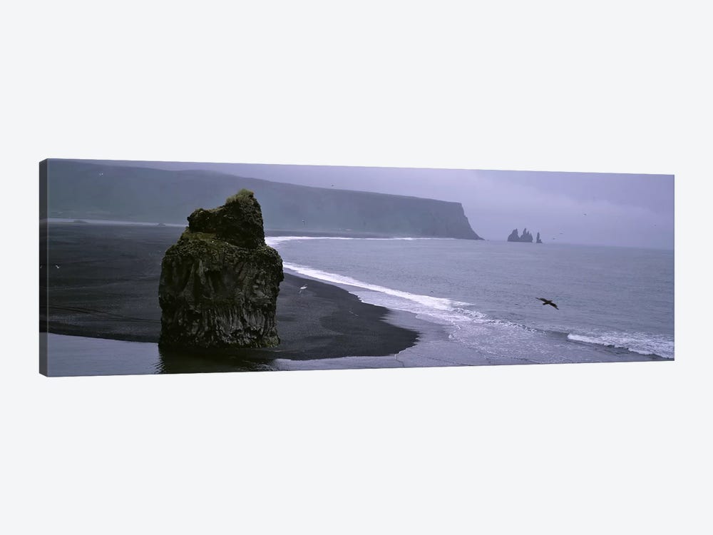 Distant View Of Reynisdrangar From Kirkjufjara Beach, Iceland by Panoramic Images 1-piece Canvas Print