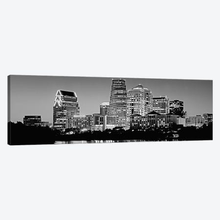 USA, Texas, Austin, Panoramic view of a city skyline (Black And White) Canvas Print #PIM4550} by Panoramic Images Canvas Print