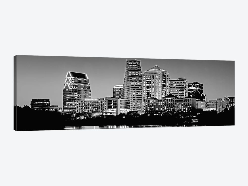 USA, Texas, Austin, Panoramic view of a city skyline (Black And White) by Panoramic Images 1-piece Canvas Art Print