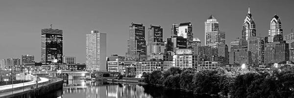 Large Black & White Art - Canvas Prints: US, Pennsylvania, Philadelphia skyline, night by Panoramic Images