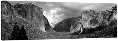 Yosemite Valley In B&W, Yosemite National Park, California, USA Canvas Art Print - Panoramic Photography