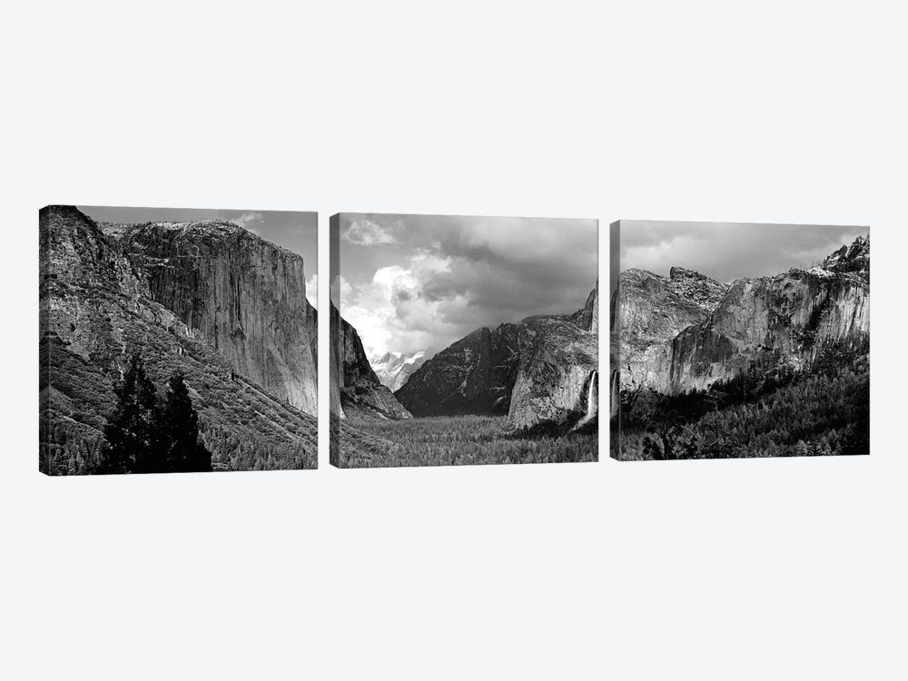 Yosemite Valley In B&W, Yosemite National Park, California, USA by Panoramic Images 3-piece Canvas Wall Art