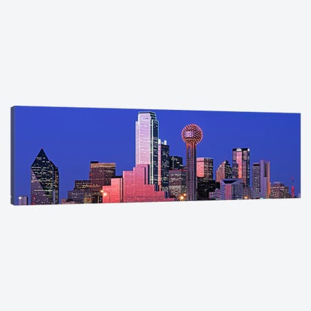 Downtown Skyline At Night, Dallas, Texas, USA Canvas Print #PIM4555} by Panoramic Images Canvas Artwork