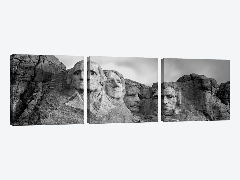 Mount Rushmore National Memorial II In B&W, Pennington County, South Dakota, USA by Panoramic Images 3-piece Canvas Wall Art