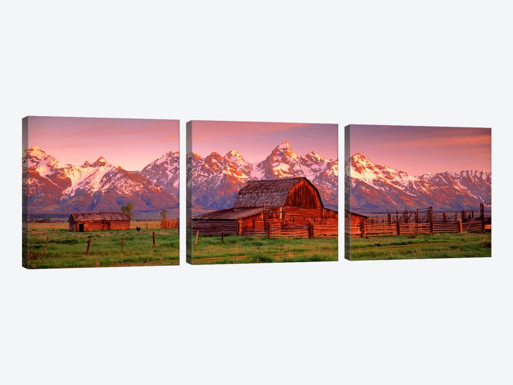 Barn Grand Teton National Park WY USA 3-piece Canvas Art Print
