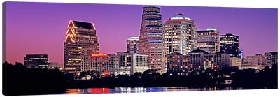 USA, Texas, Austin, View of an urban skyline at night Canvas Art Print - Panoramic Cityscapes