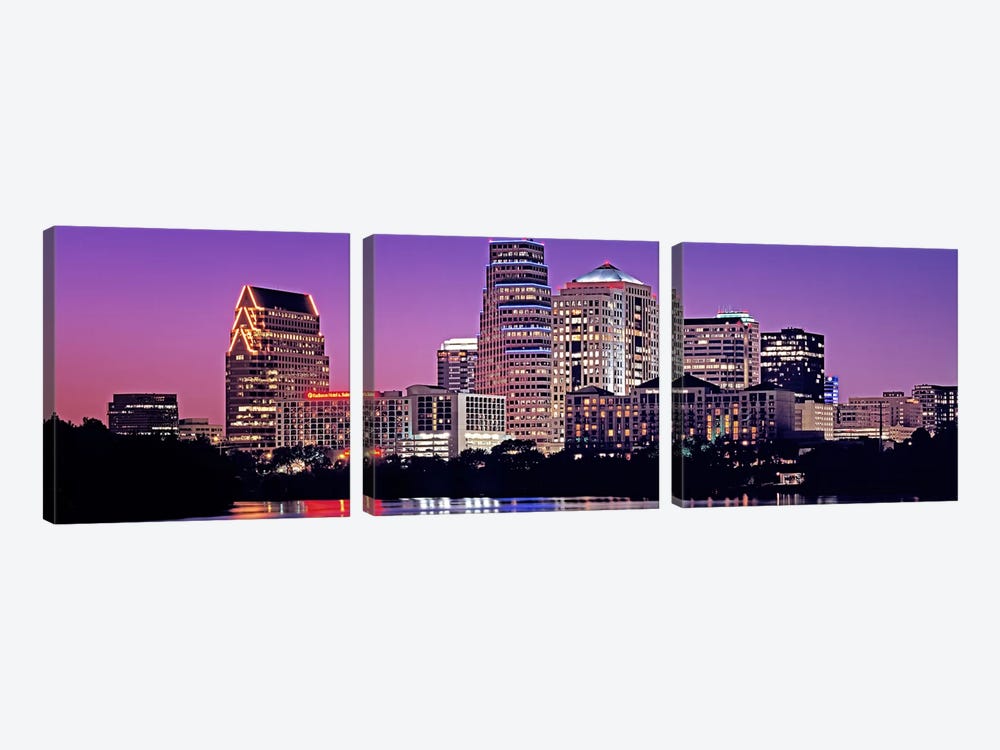 USA, Texas, Austin, View of an urban skyline at night by Panoramic Images 3-piece Canvas Art