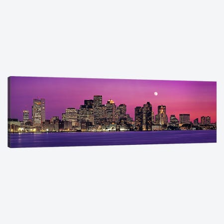 USA, Massachusetts, Boston, View of an urban skyline by the shore at night Canvas Print #PIM4563} by Panoramic Images Canvas Artwork
