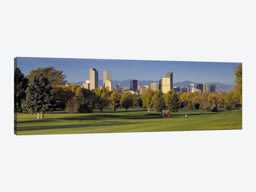 USAColorado, Denver, panoramic view of skyscrapers around a golf course by Panoramic Images 1-piece Canvas Print
