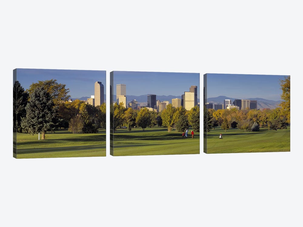 USAColorado, Denver, panoramic view of skyscrapers around a golf course by Panoramic Images 3-piece Canvas Print