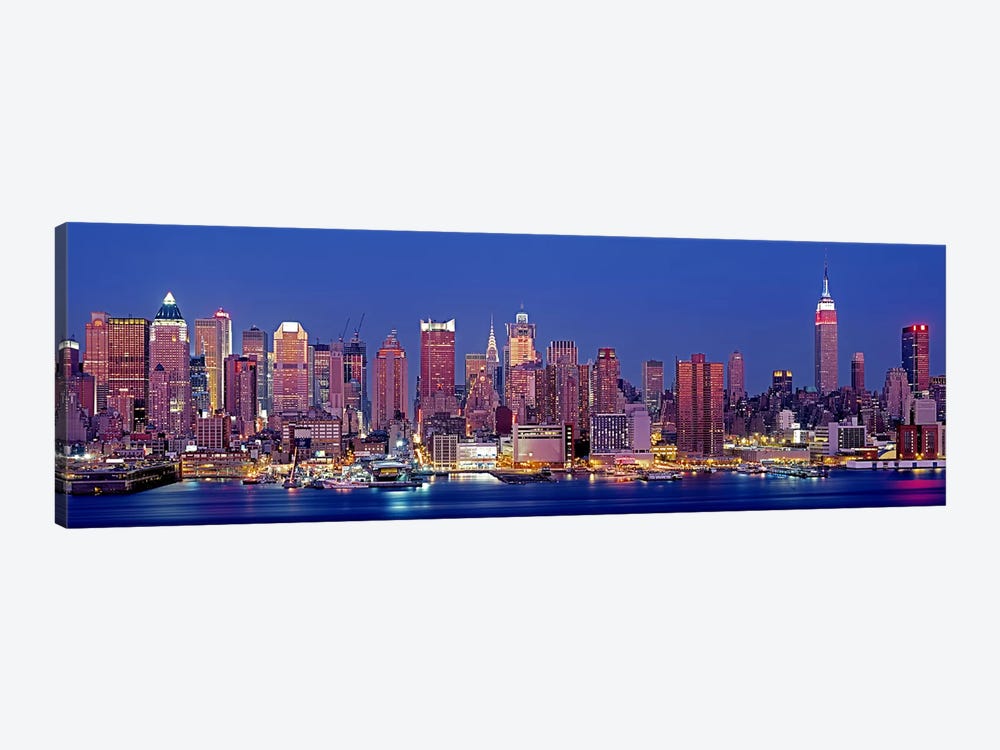 USA, New York, New York City, West Side, Skyscrapers in a city during dusk by Panoramic Images 1-piece Canvas Print