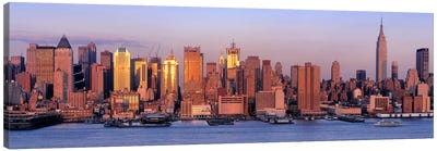 USA, New York, New York City, West Side, Skyscrapers in a city during dusk #2 Canvas Art Print - Urban River, Lake & Waterfront Art