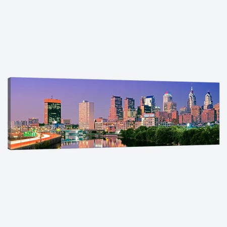 US, Pennsylvania, Philadelphia skyline, night #2 Canvas Print #PIM4569} by Panoramic Images Canvas Art