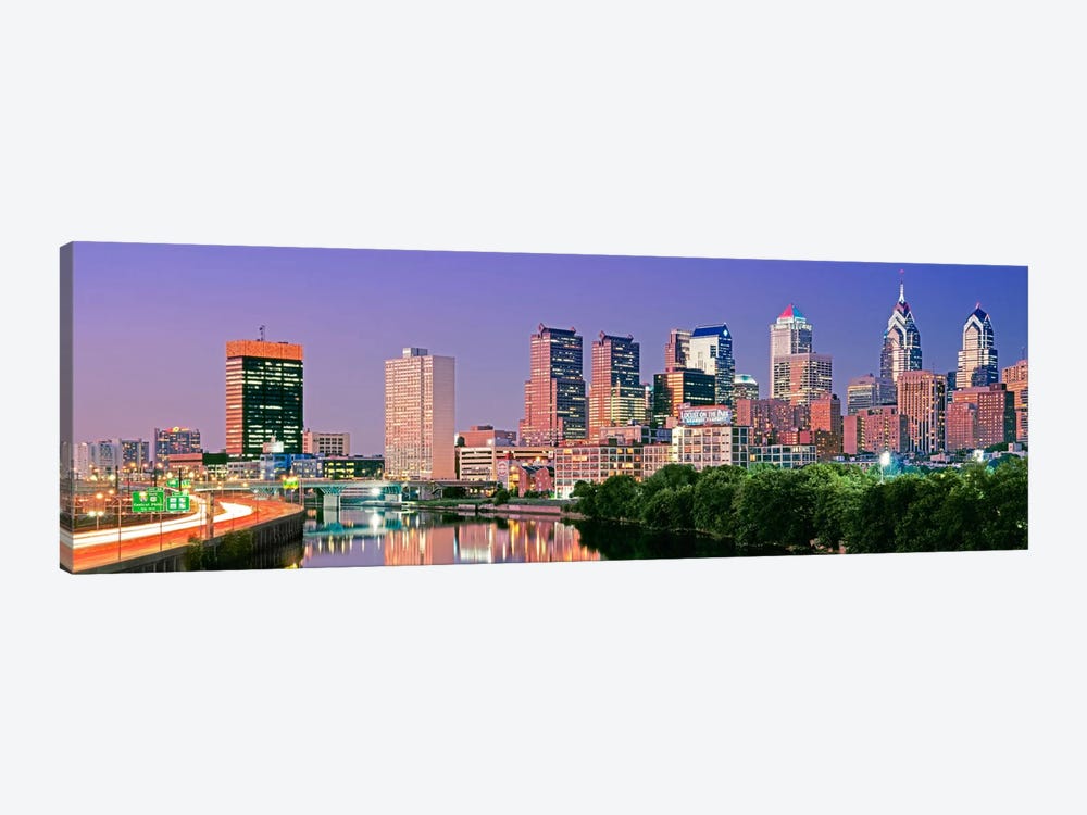 US, Pennsylvania, Philadelphia skyline, night #2 by Panoramic Images 1-piece Art Print