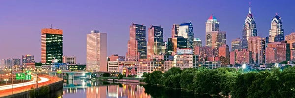 Pennsylvania: US, Pennsylvania, Philadelphia skyline, night #2 by Panoramic Images