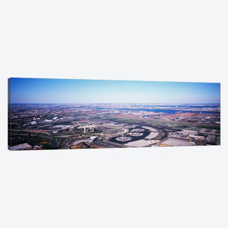 USA, New Jersey, Newark Airport, Aerial view with Manhattan in background Canvas Print #PIM4574} by Panoramic Images Canvas Artwork