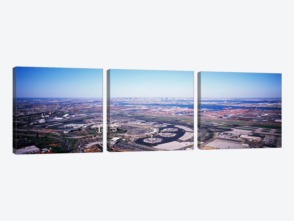 USA, New Jersey, Newark Airport, Aerial view with Manhattan in background by Panoramic Images 3-piece Canvas Print
