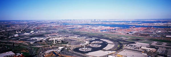 New Jersey: USA, New Jersey, Newark Airport, Aerial view with Manhattan in background by Panoramic Images